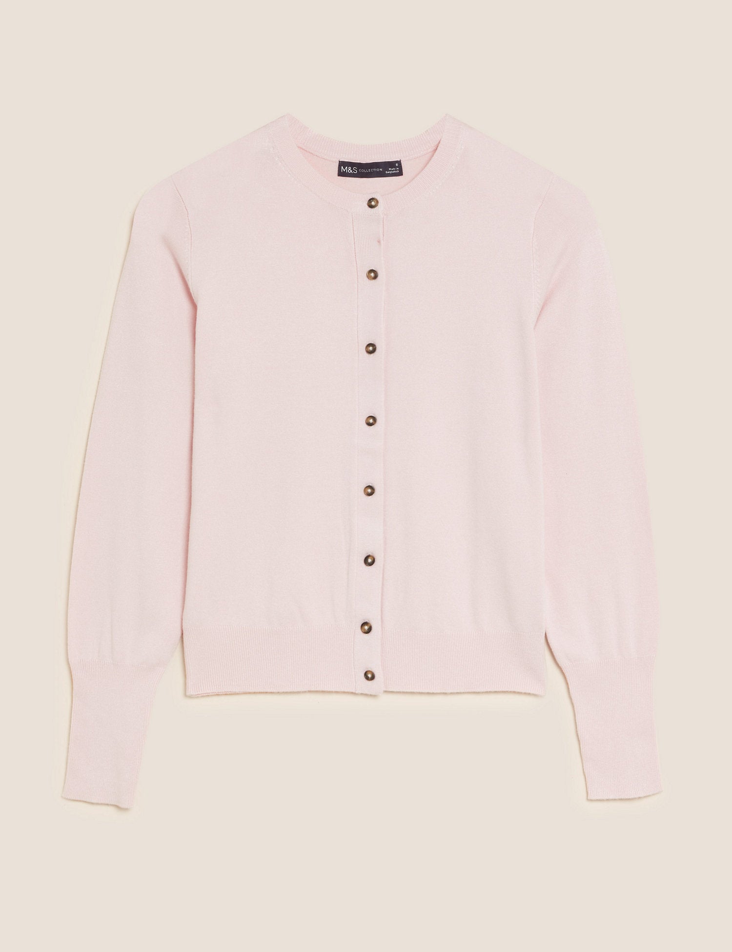 Crew Neck Button Front Cardigan