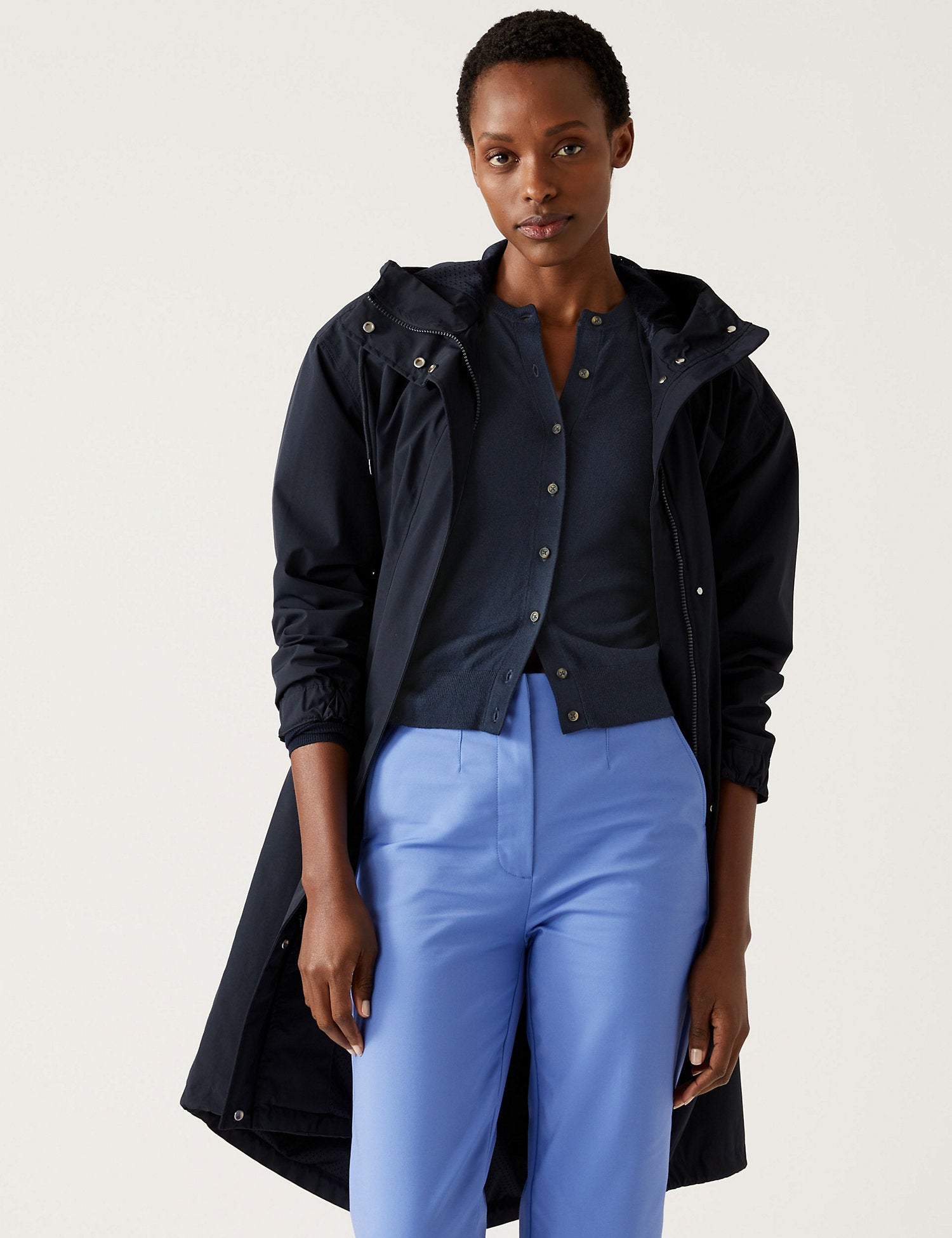 Crew Neck Button Front Cardigan
