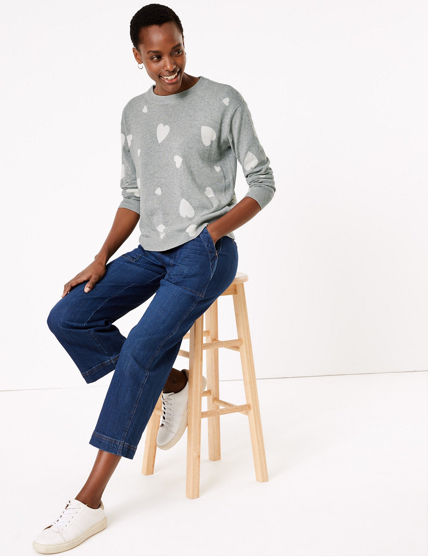 Pure Cotton Printed Relaxed Jumper