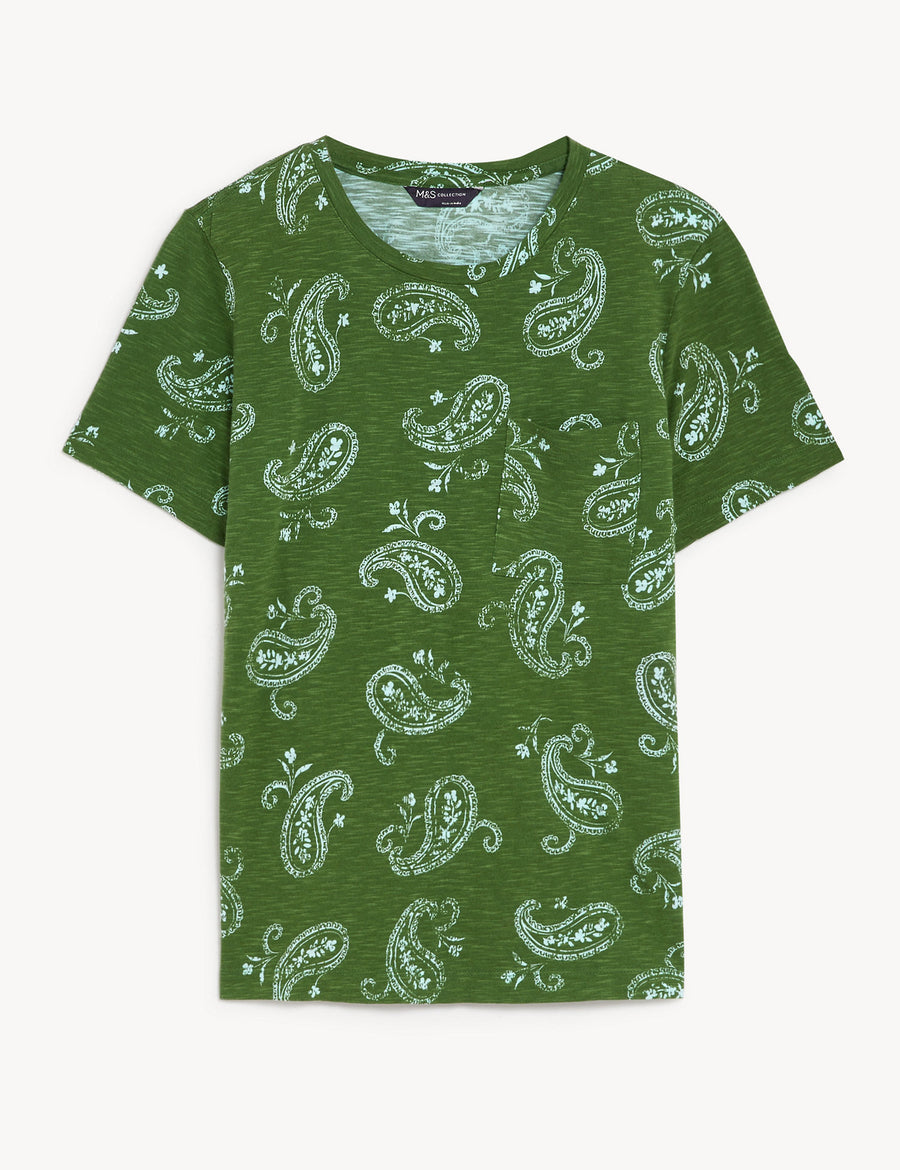 Pure Cotton Printed Pocket T-Shirt