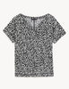 Linen Rich Printed V-Neck T-Shirt