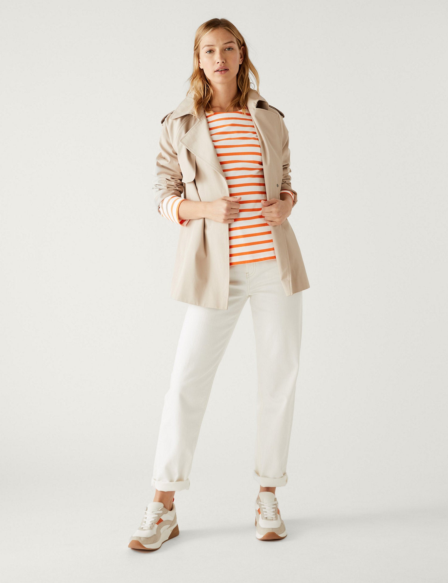 Pure Cotton Striped Crew Neck Top