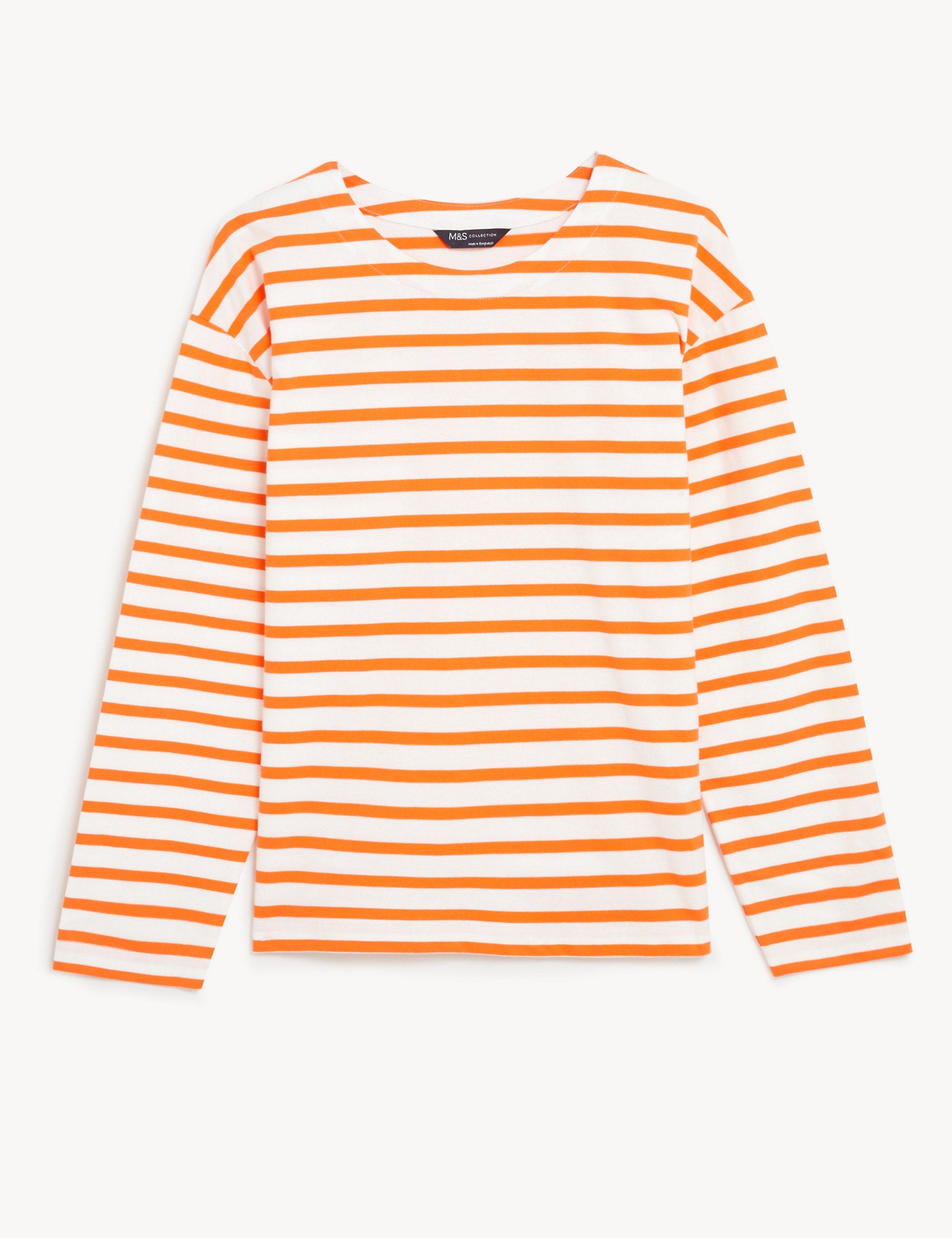 Pure Cotton Striped Crew Neck Top