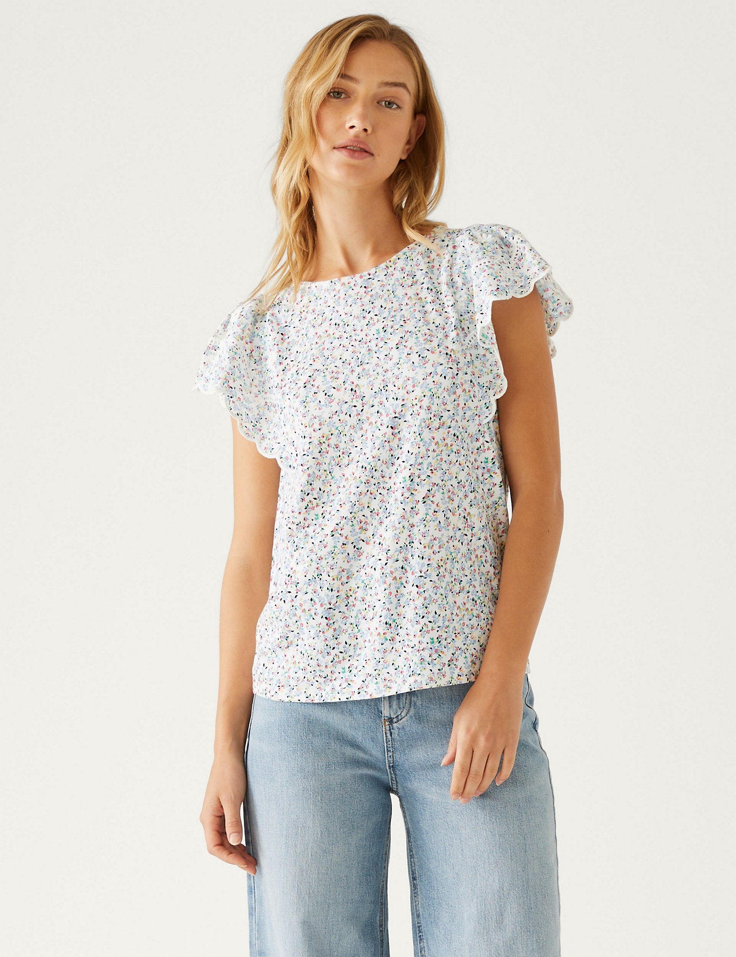 Pure Cotton Floral Broderie Top