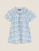 Pure Cotton Tie Neck Short Sleeve Blouse