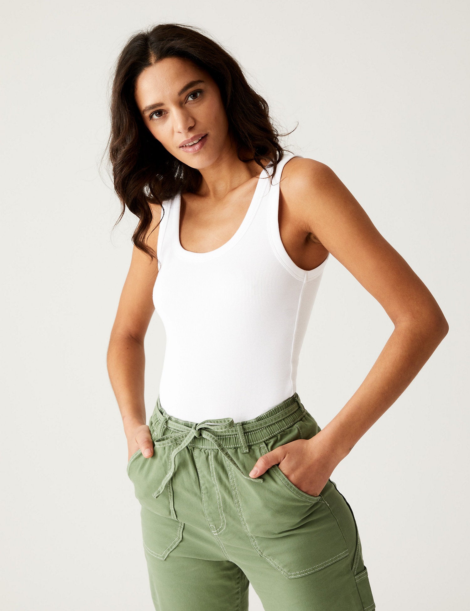 Cotton Rich Ribbed Slim Fit Vest Top