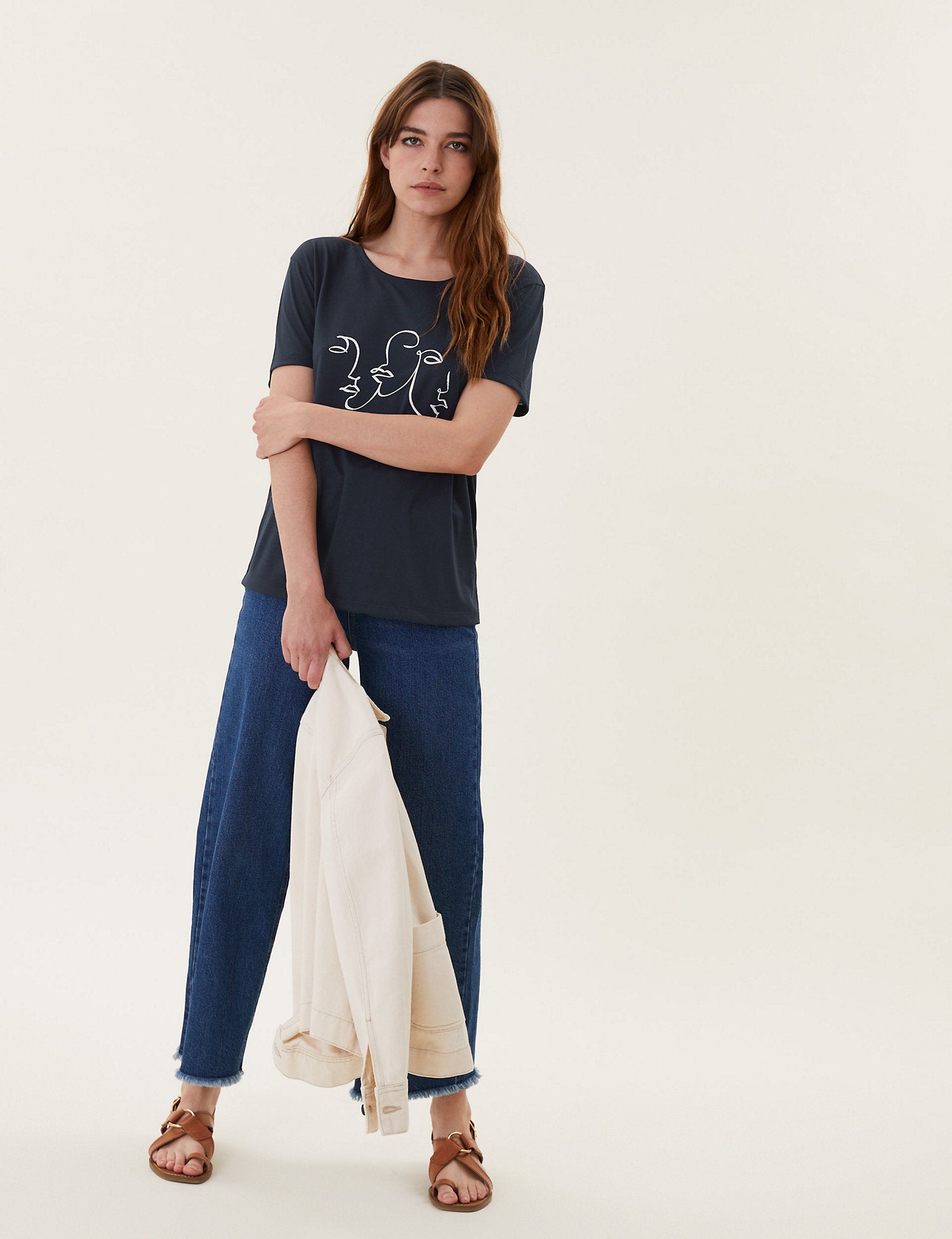Printed Crew Neck Relaxed T-Shirt