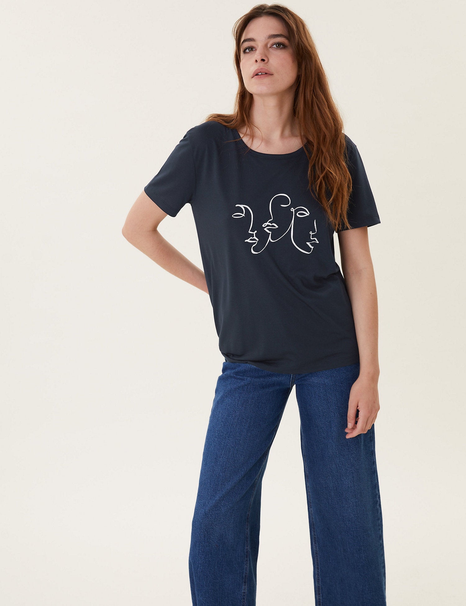 Printed Crew Neck Relaxed T-Shirt