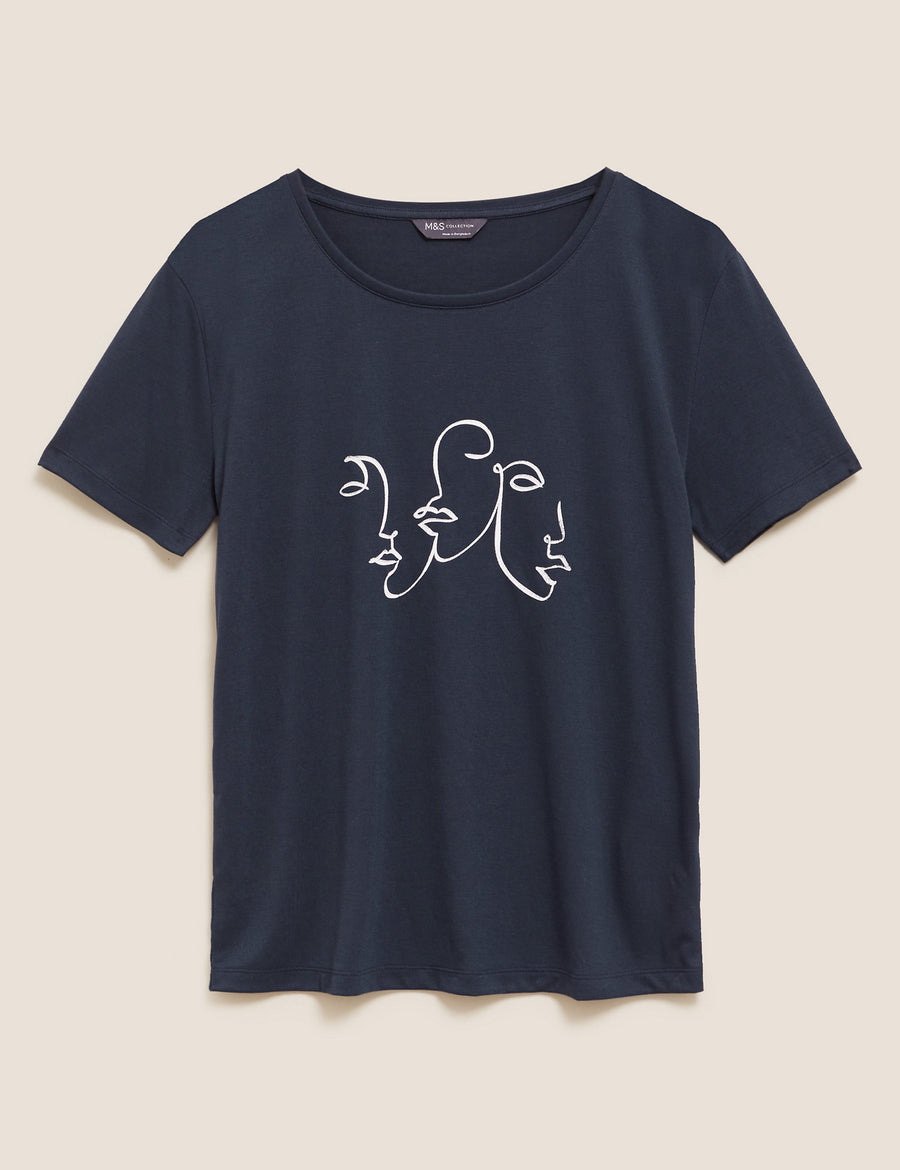 Printed Crew Neck Relaxed T-Shirt