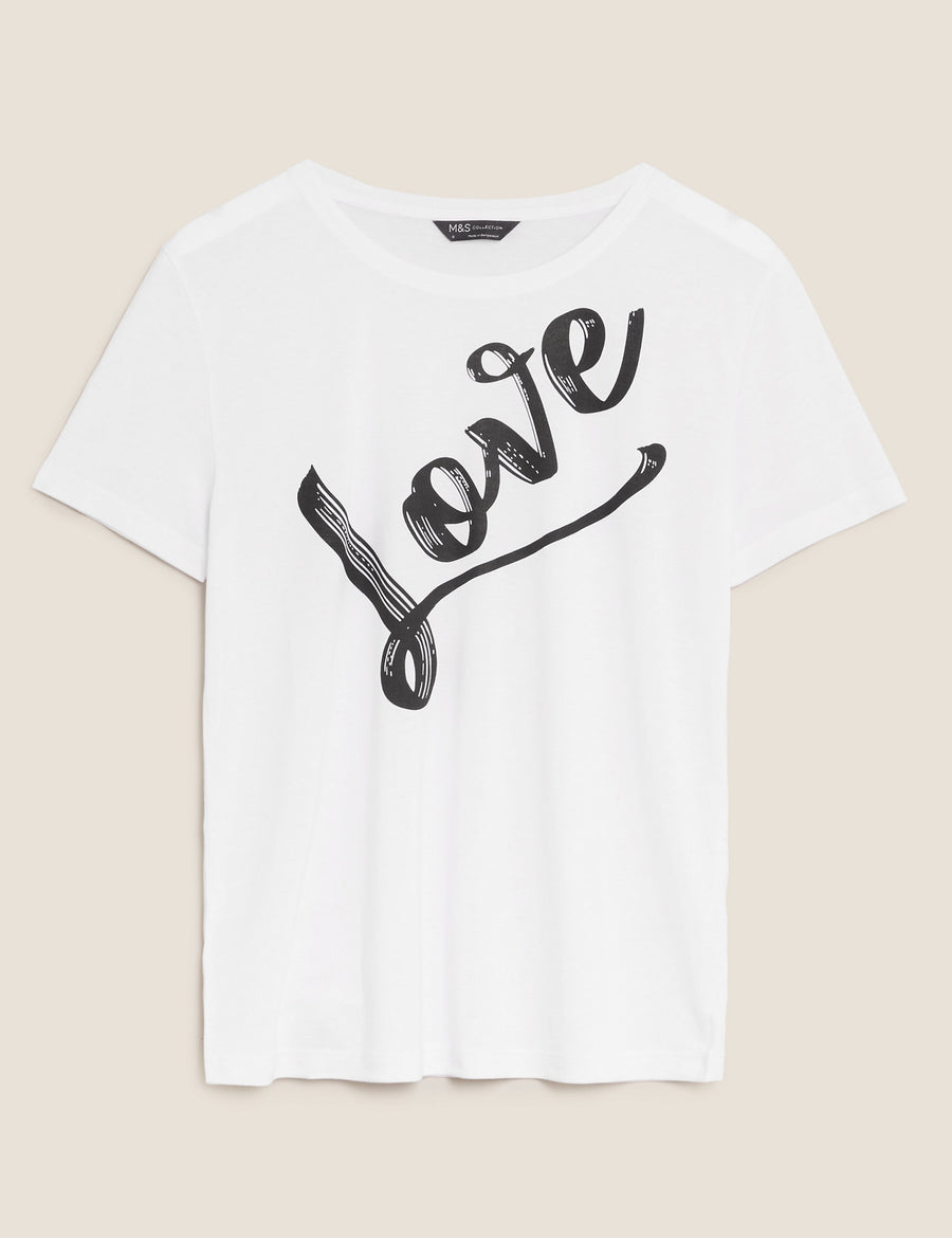 Love Slogan Crew Neck Relaxed T-Shirt