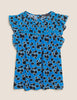 Leaf Print Relaxed Angel Sleeve Top