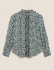 Printed Frill Neck Long Sleeve Blouse