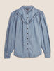 The Tencel™ Denim Frill-Detail Blouse