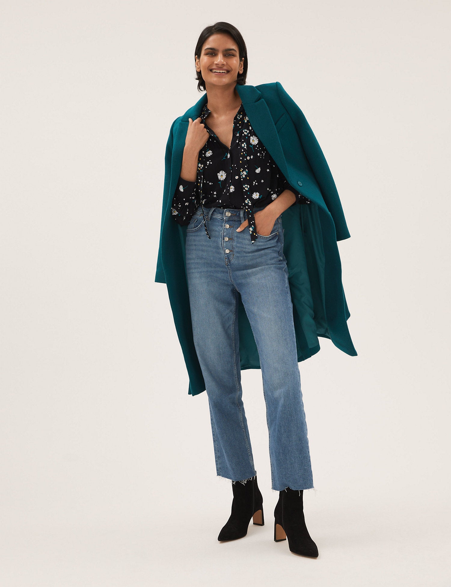 Floral Removable Tie Neck Blouse
