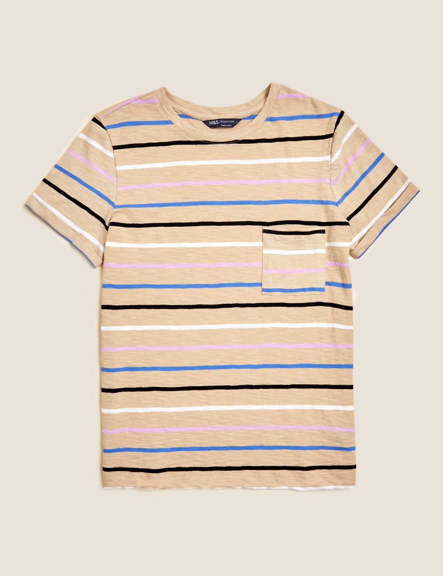 Pure Cotton Striped Crew Neck T-Shirt