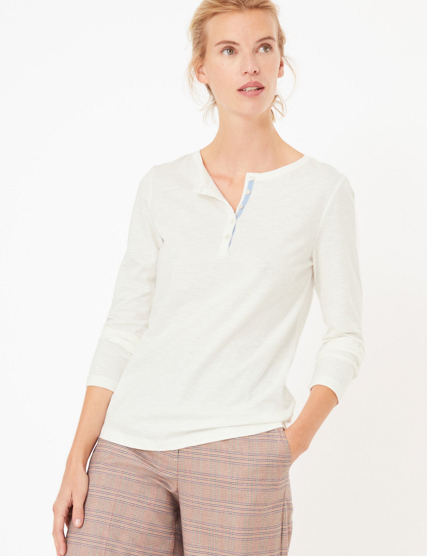 Pure Cotton Straight Fit Henley Top