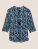 Printed Tie Neck 3/4 Sleeve Blouse