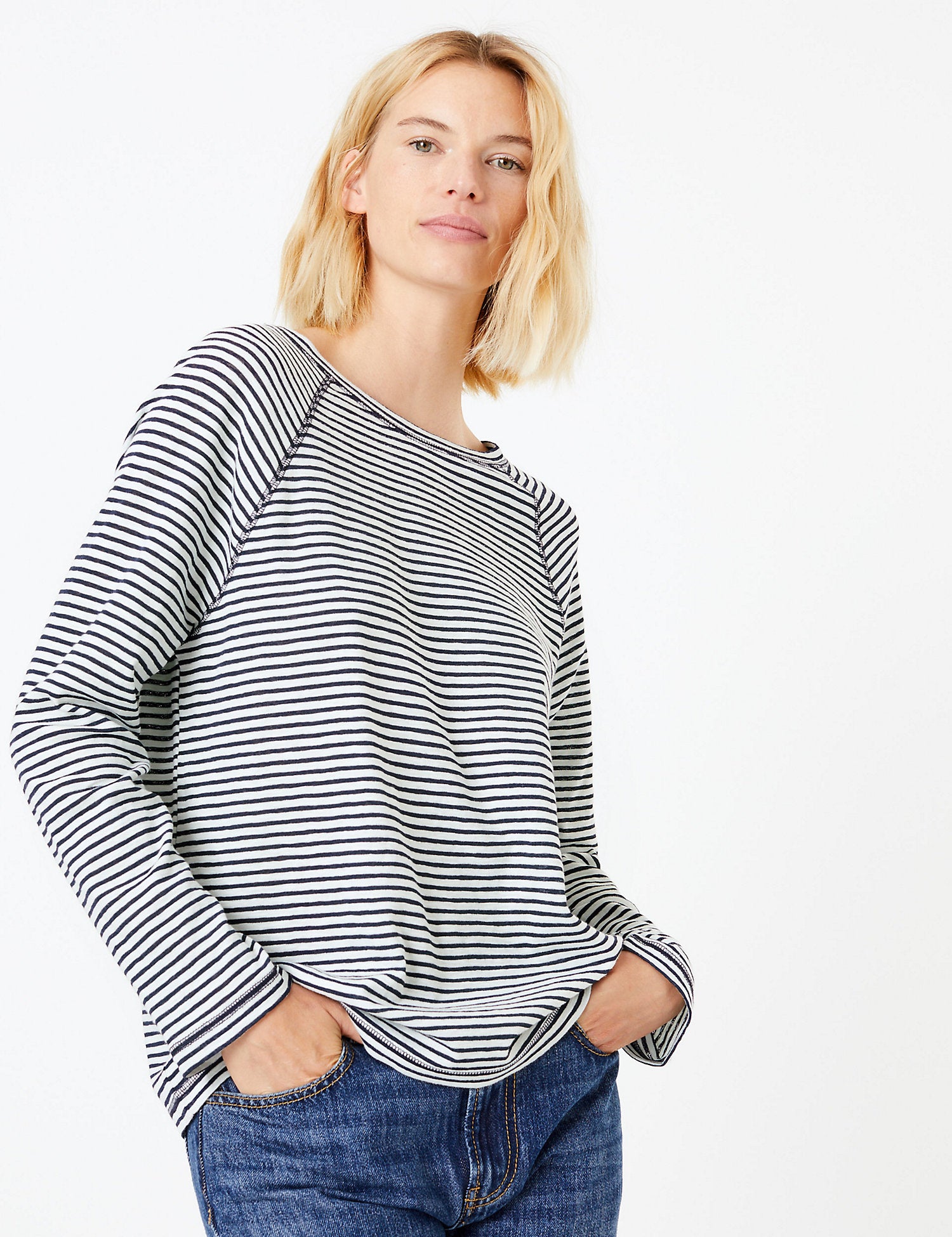 Cotton Rich Striped Regular Fit Top