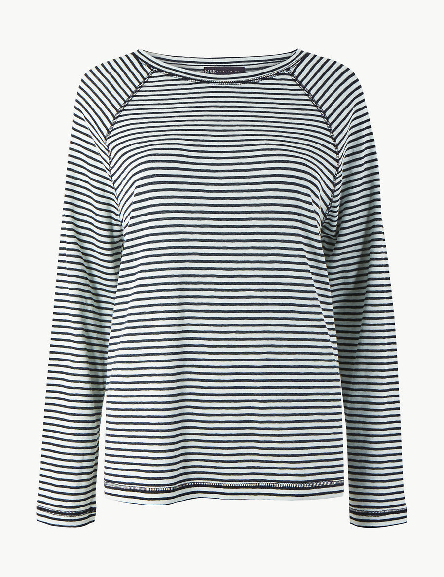 Cotton Rich Striped Regular Fit Top