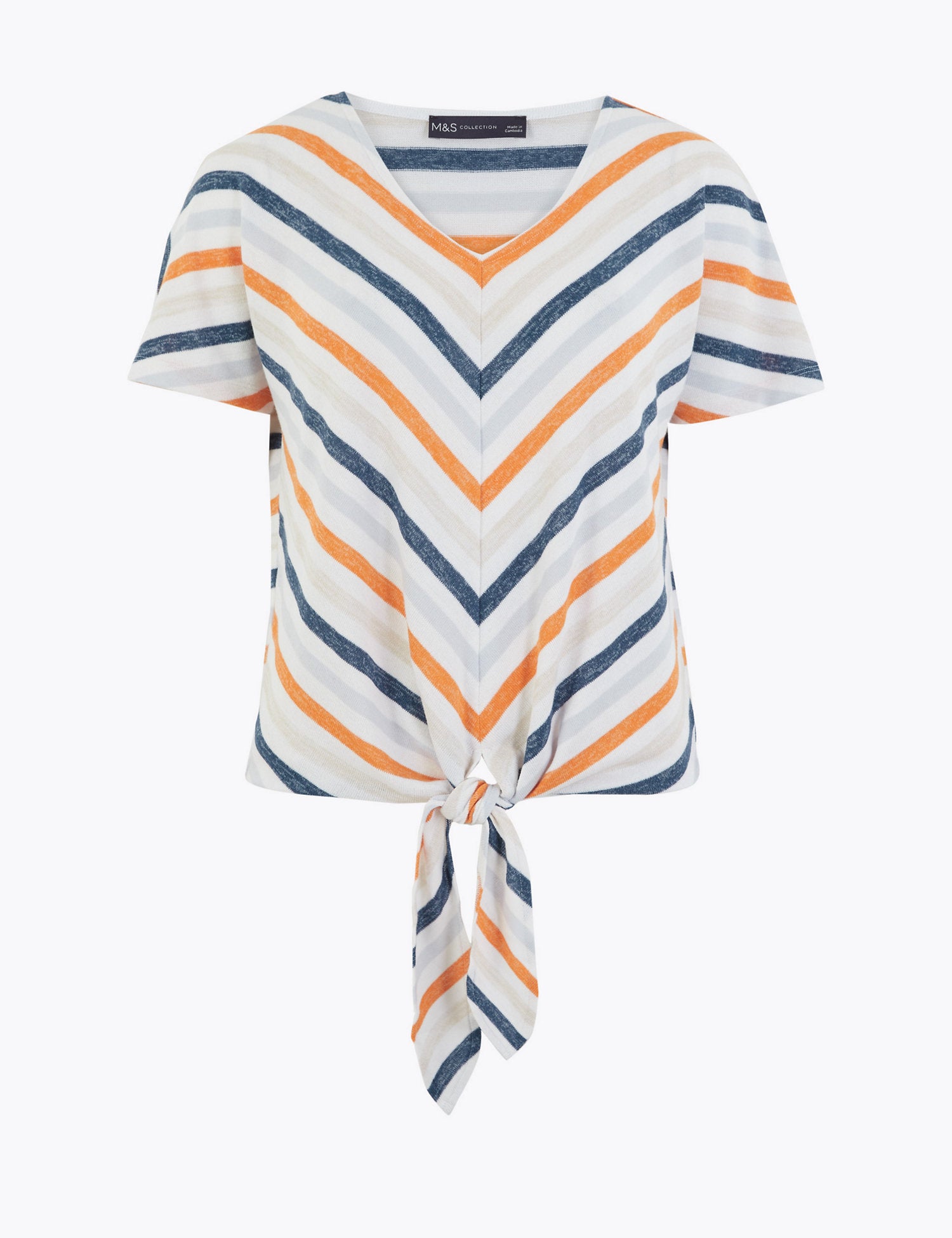 Luxe Touch Striped Relaxed Tie Hem Top