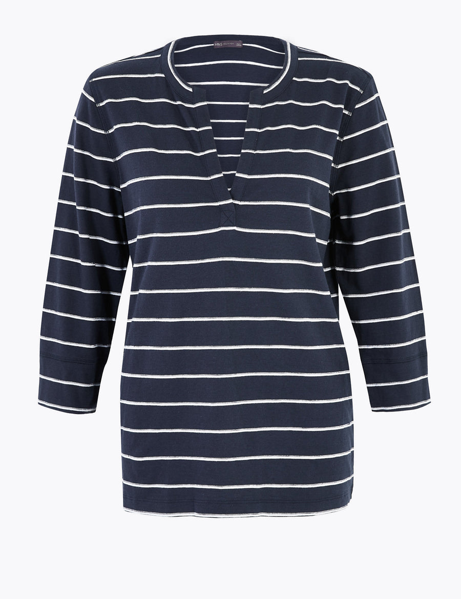 Pure Cotton Striped Long Sleeve Top