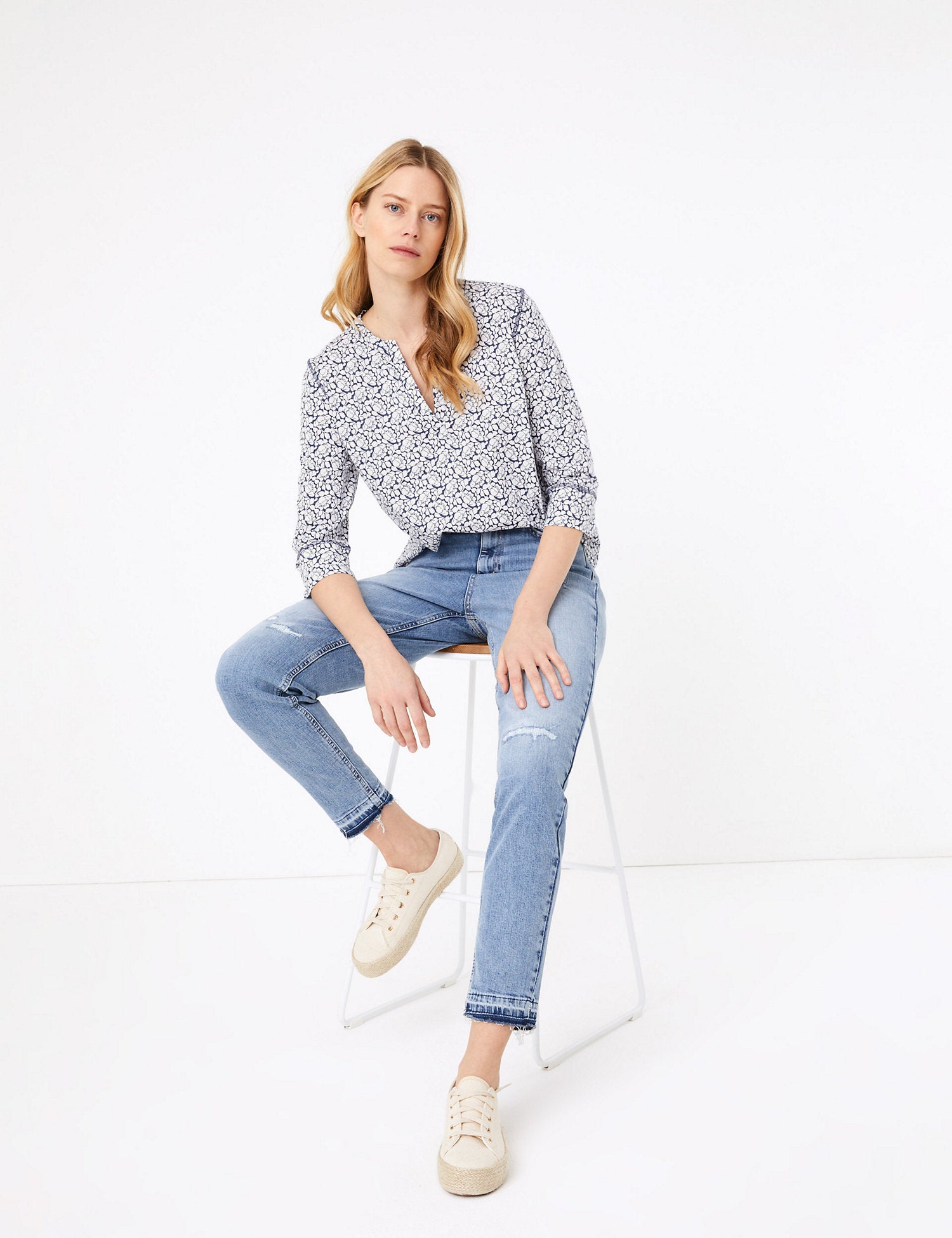 Pure Cotton Floral Blouse