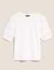 Pure Cotton Broderie Half Sleeve T-Shirt