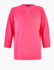 Pure Cotton V-Neck Long Sleeve Top