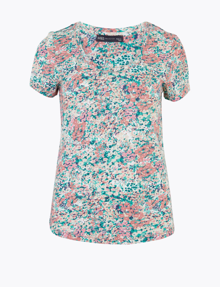 Pure Cotton Printed Short Sleeve Top