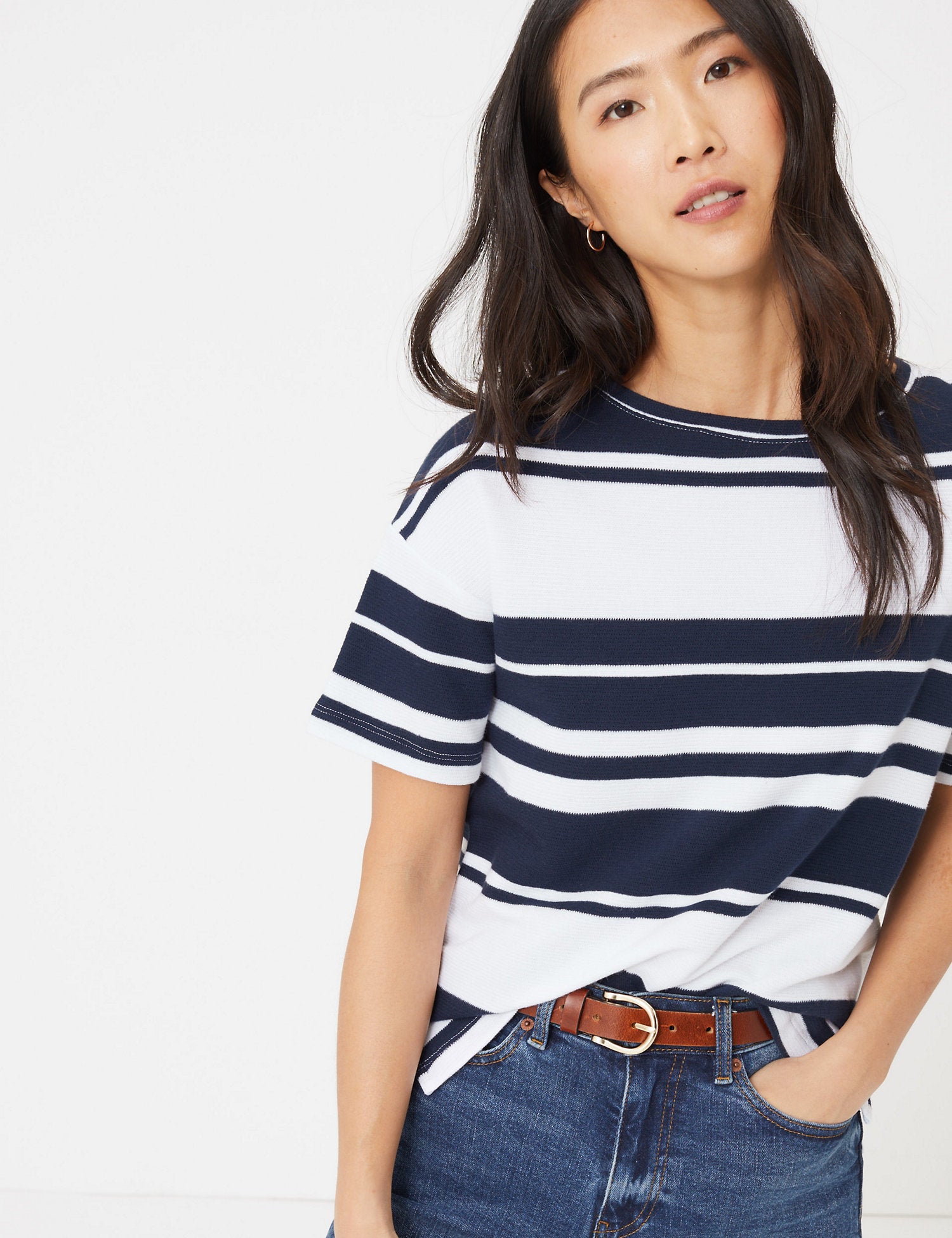 Pure Cotton Striped Straight Fit Top