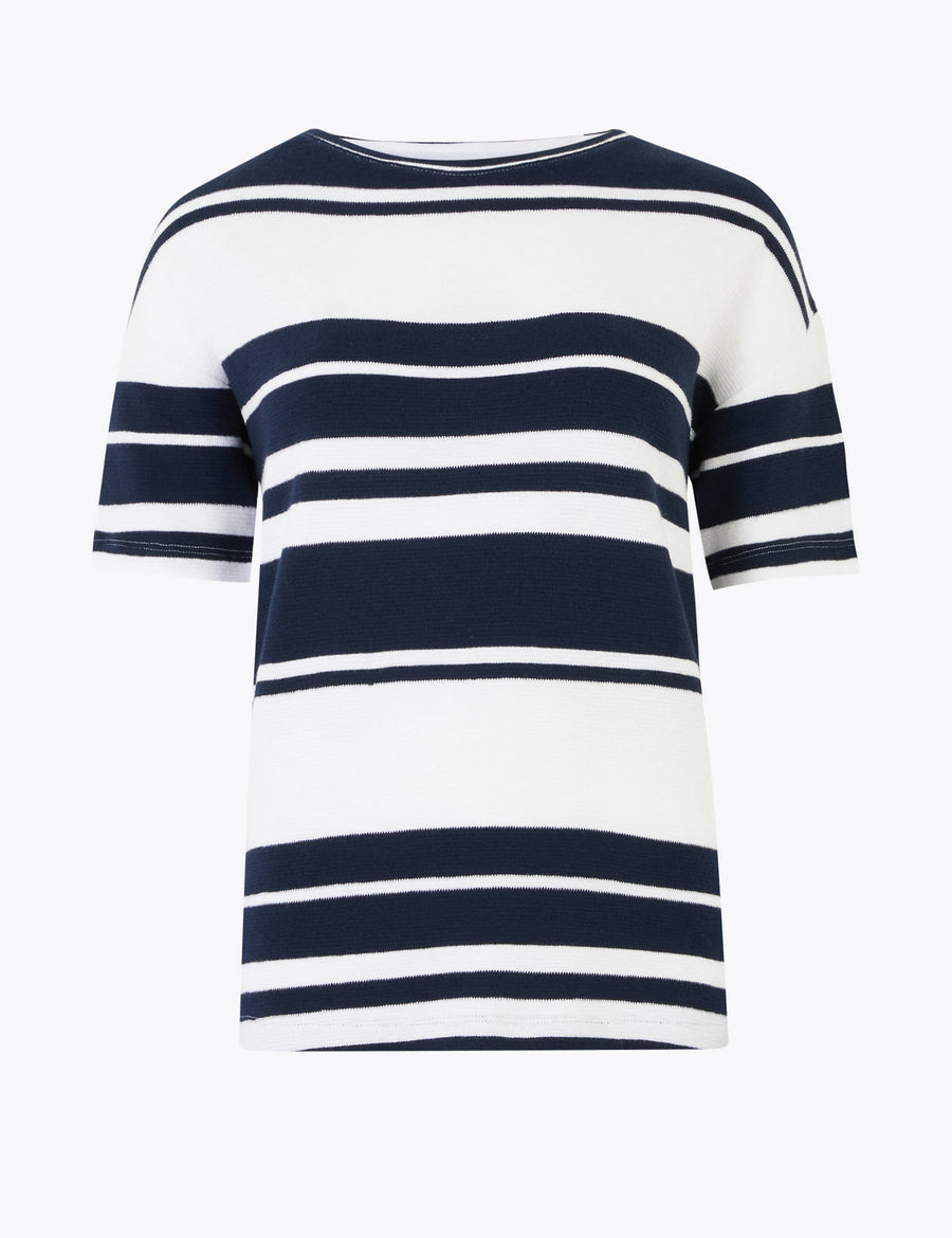 Pure Cotton Striped Straight Fit Top