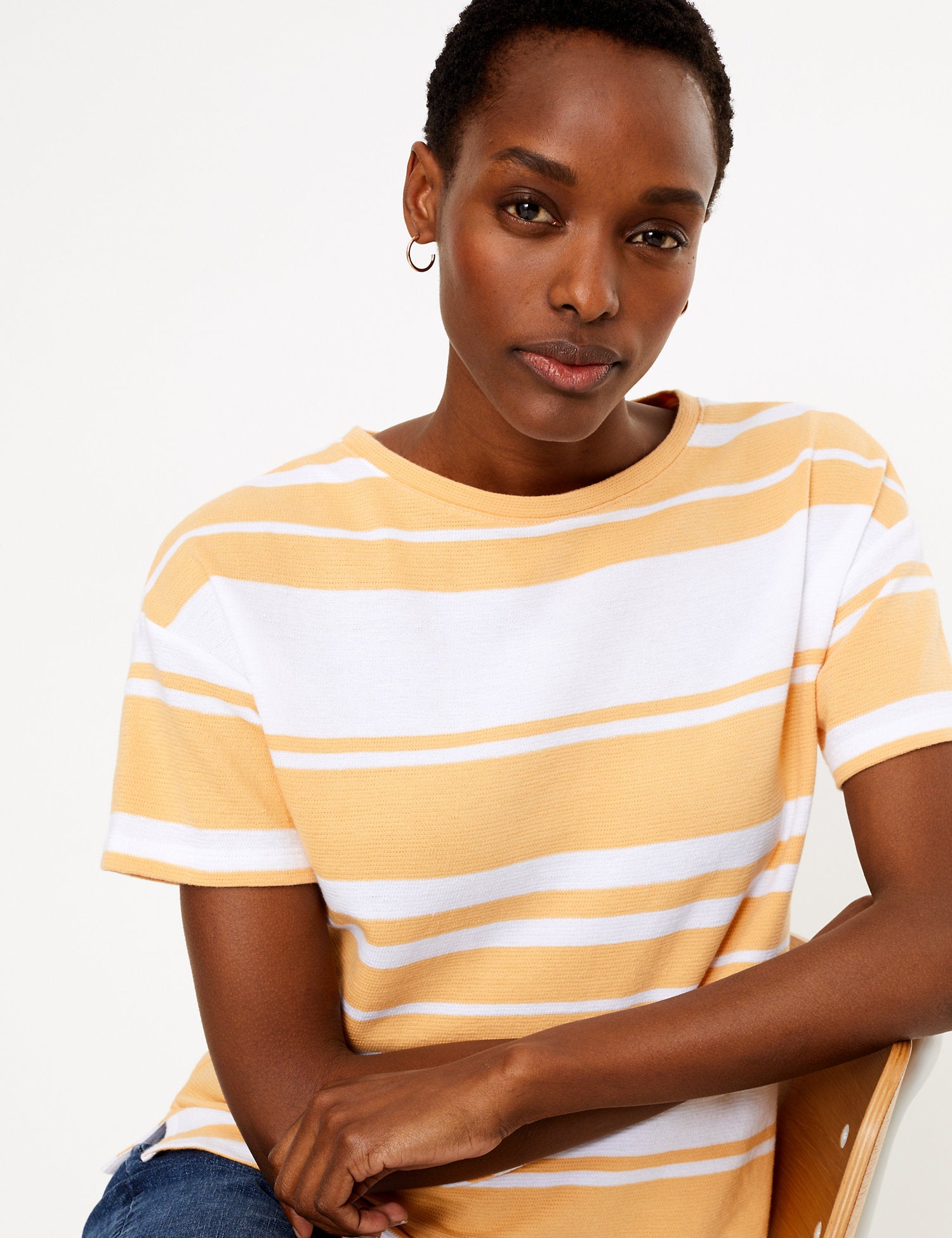 Pure Cotton Striped Straight Fit Top