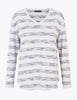 Luxe Touch Striped V Neck Relaxed Top
