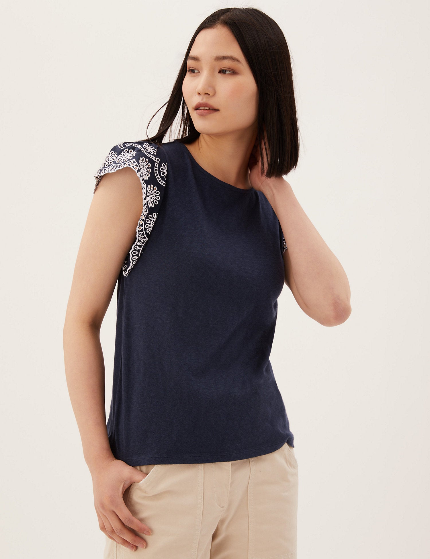 Pure Cotton Embroidered Sleeveless Vest