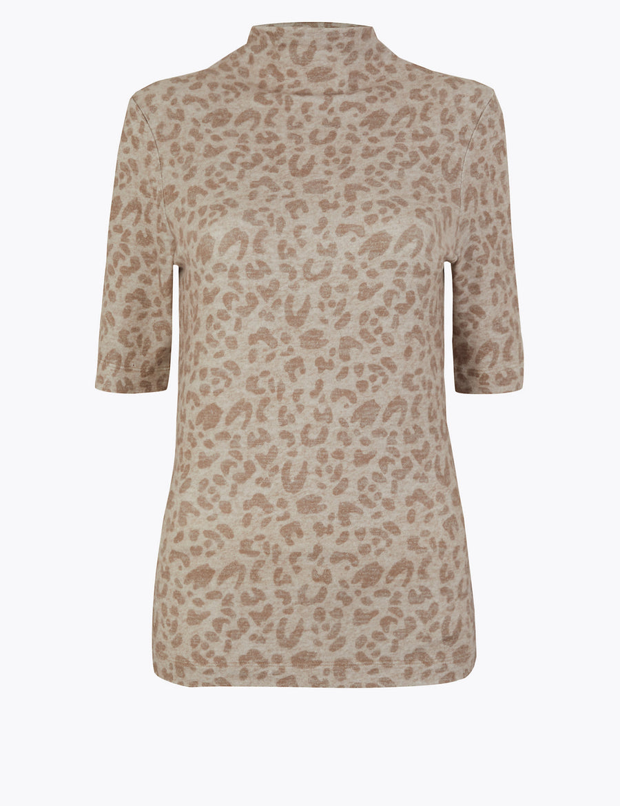 Leopard Print Cosy Fitted Top