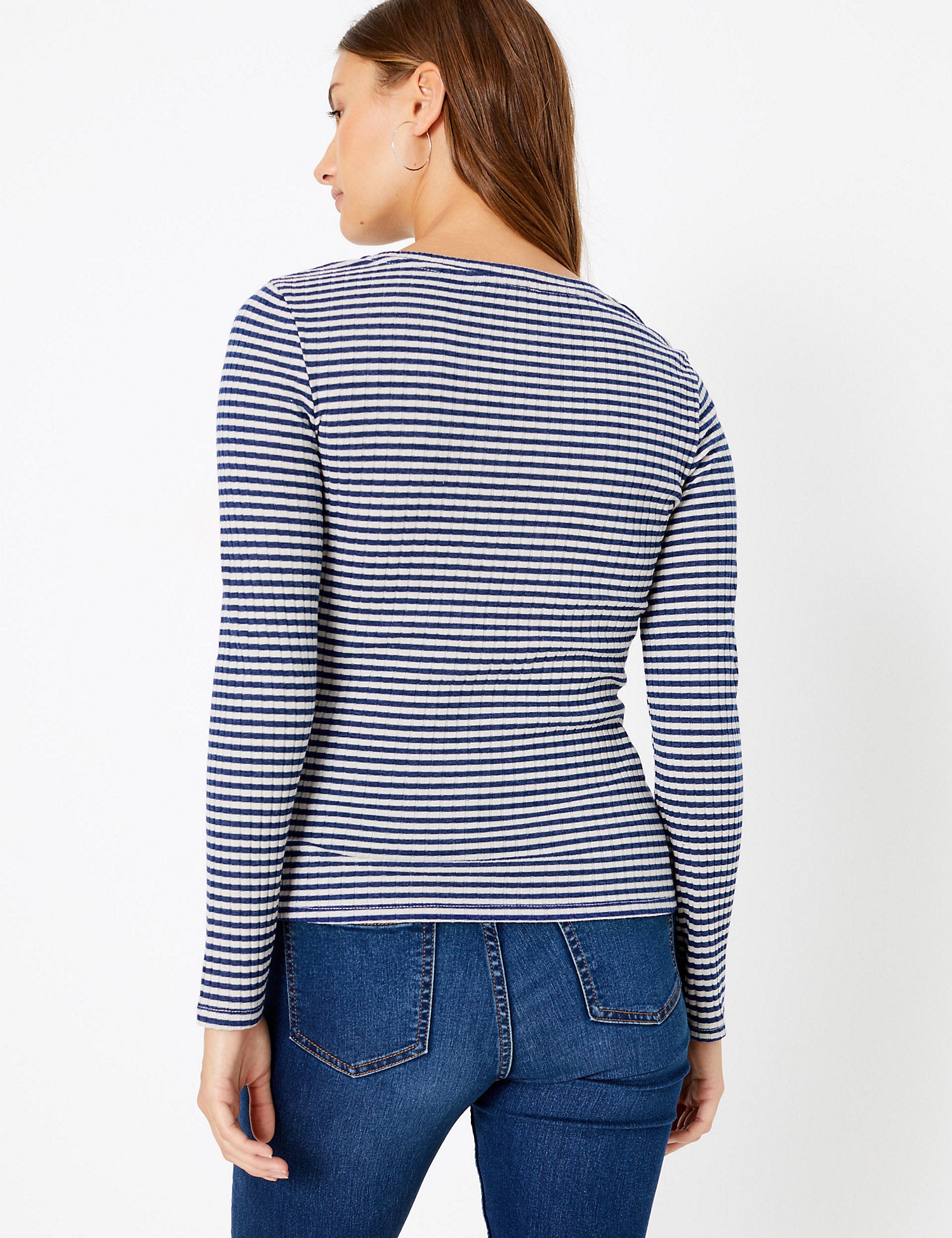 Striped V Neck Fitted Henley Top