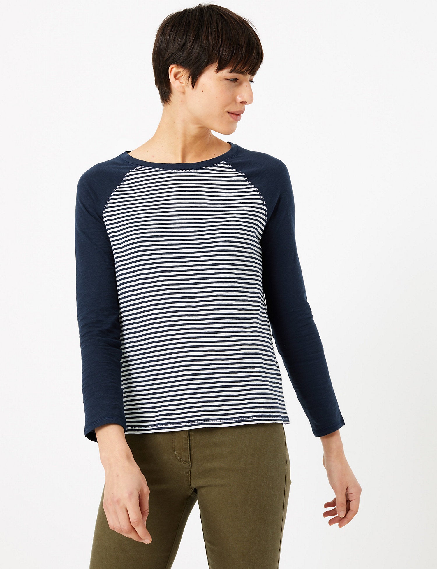 Pure Cotton Striped Long Sleeve Top