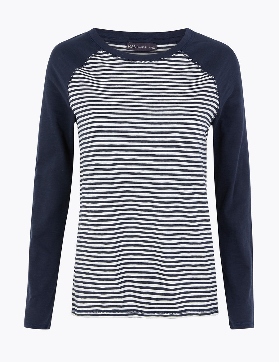 Pure Cotton Striped Long Sleeve Top