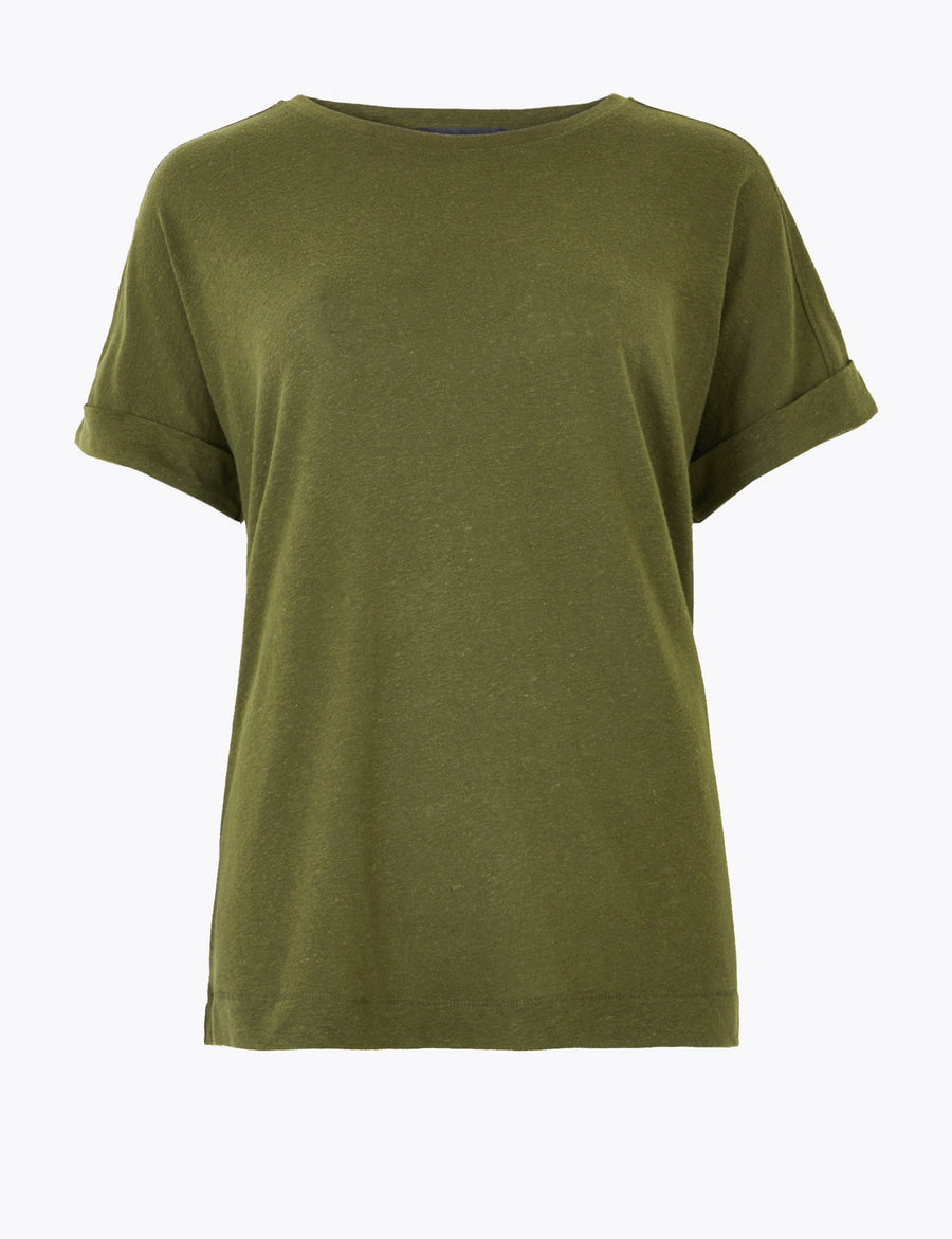 Linen Relaxed Short Sleeve Top