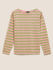 Pure Cotton Striped Slash Neck Top