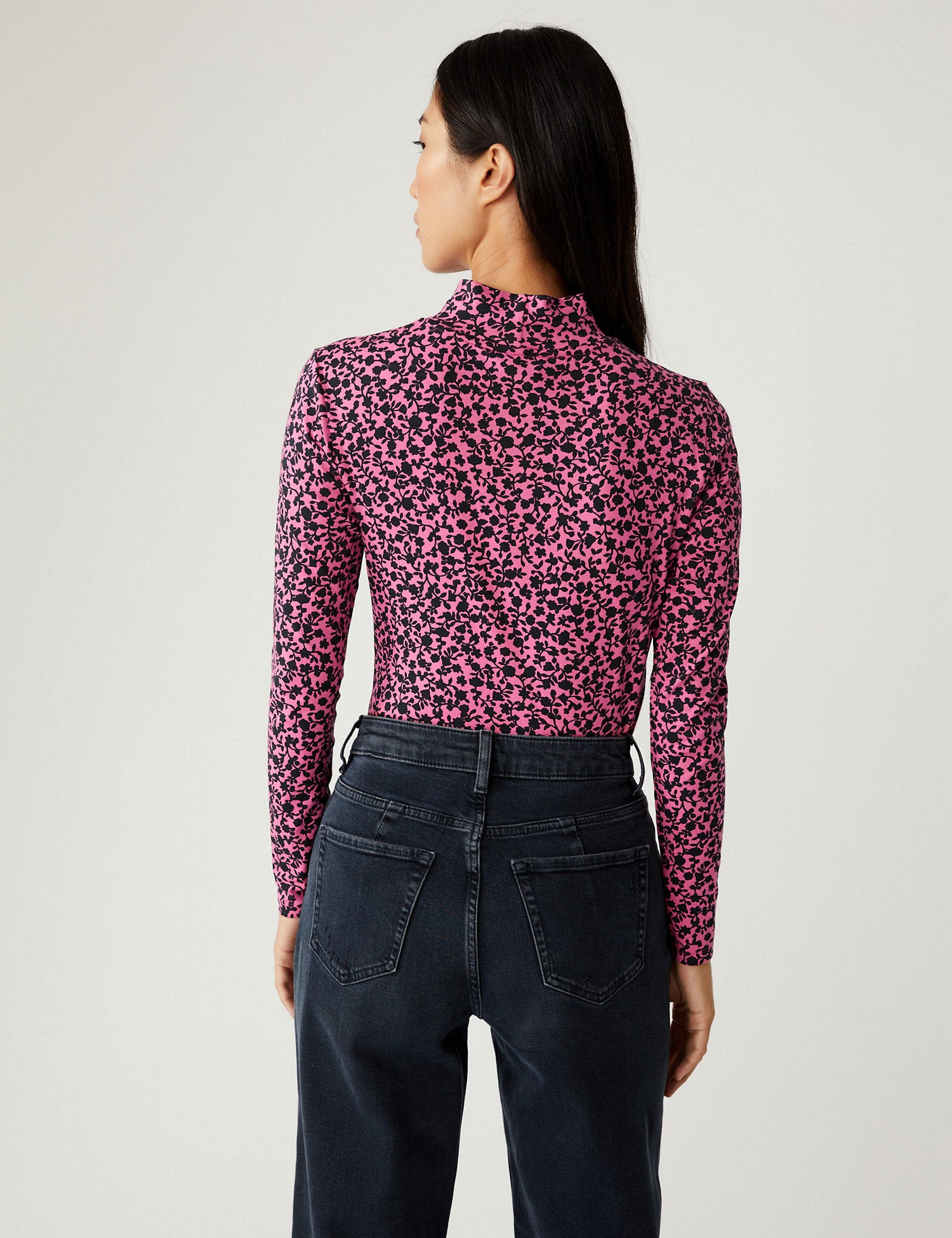 Cotton Rich Printed Funnel Neck Top