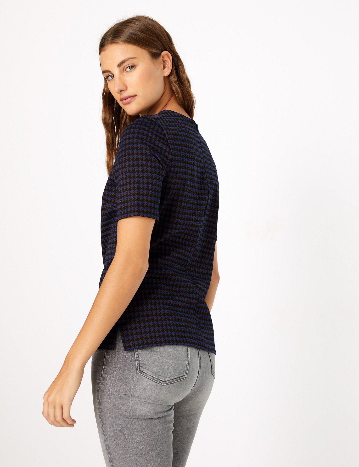 Checked Short Sleeve Top