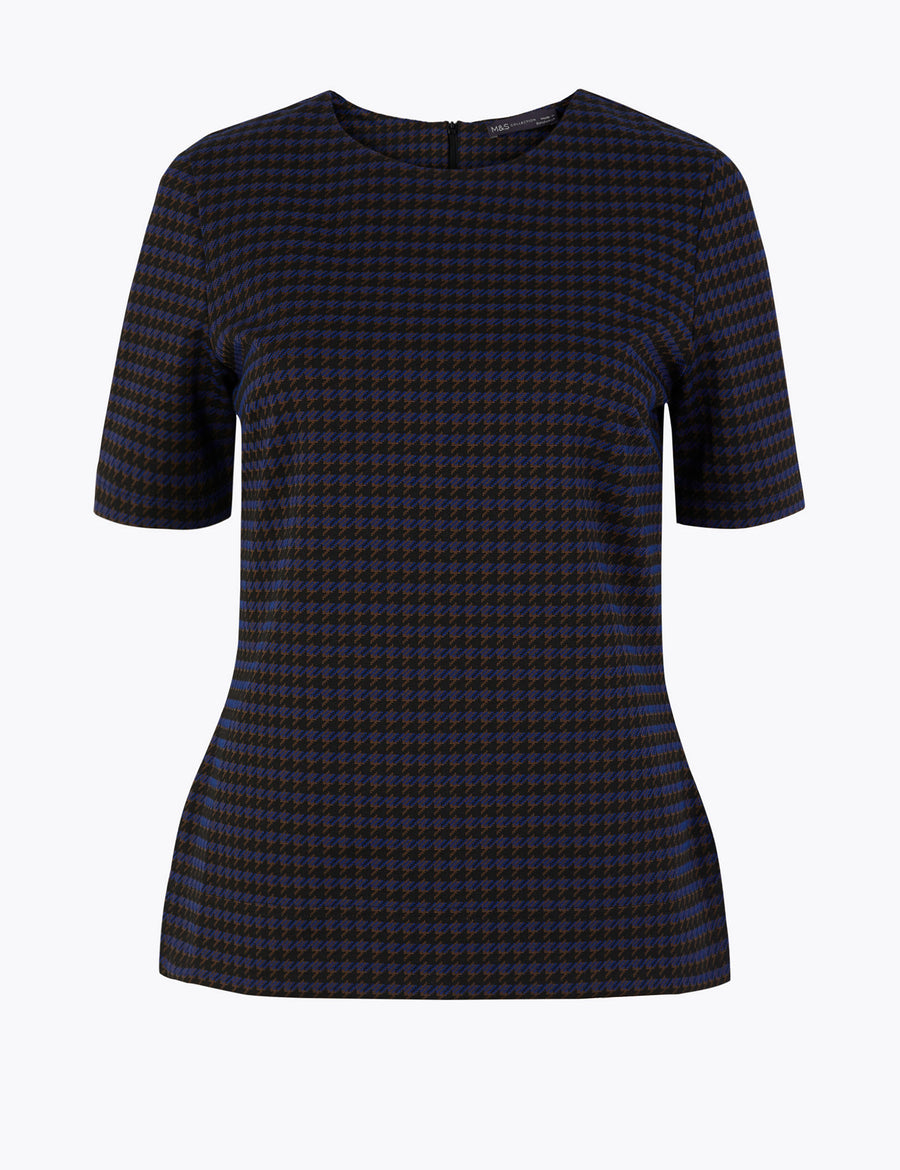 Checked Short Sleeve Top