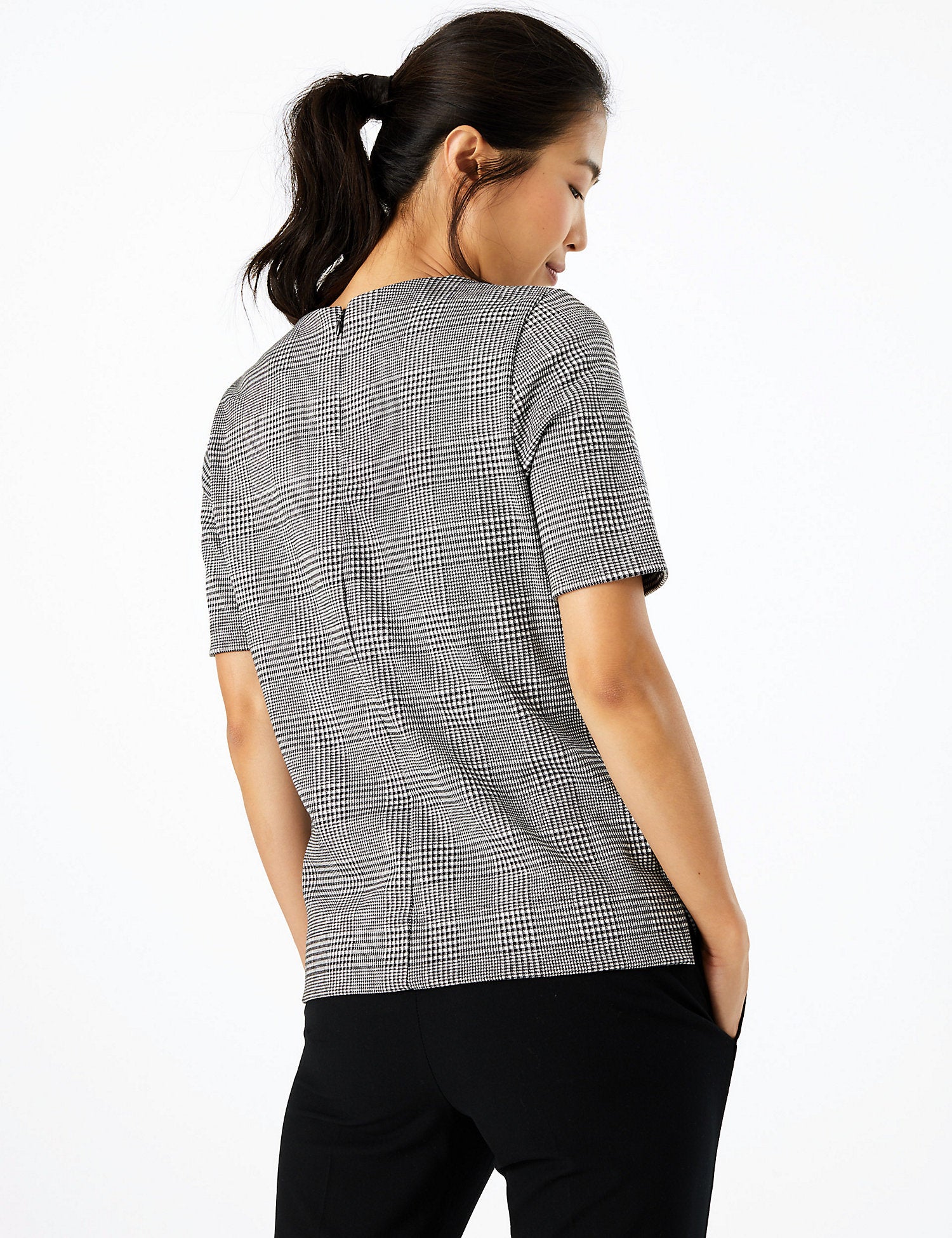 Checked Short Sleeve Top