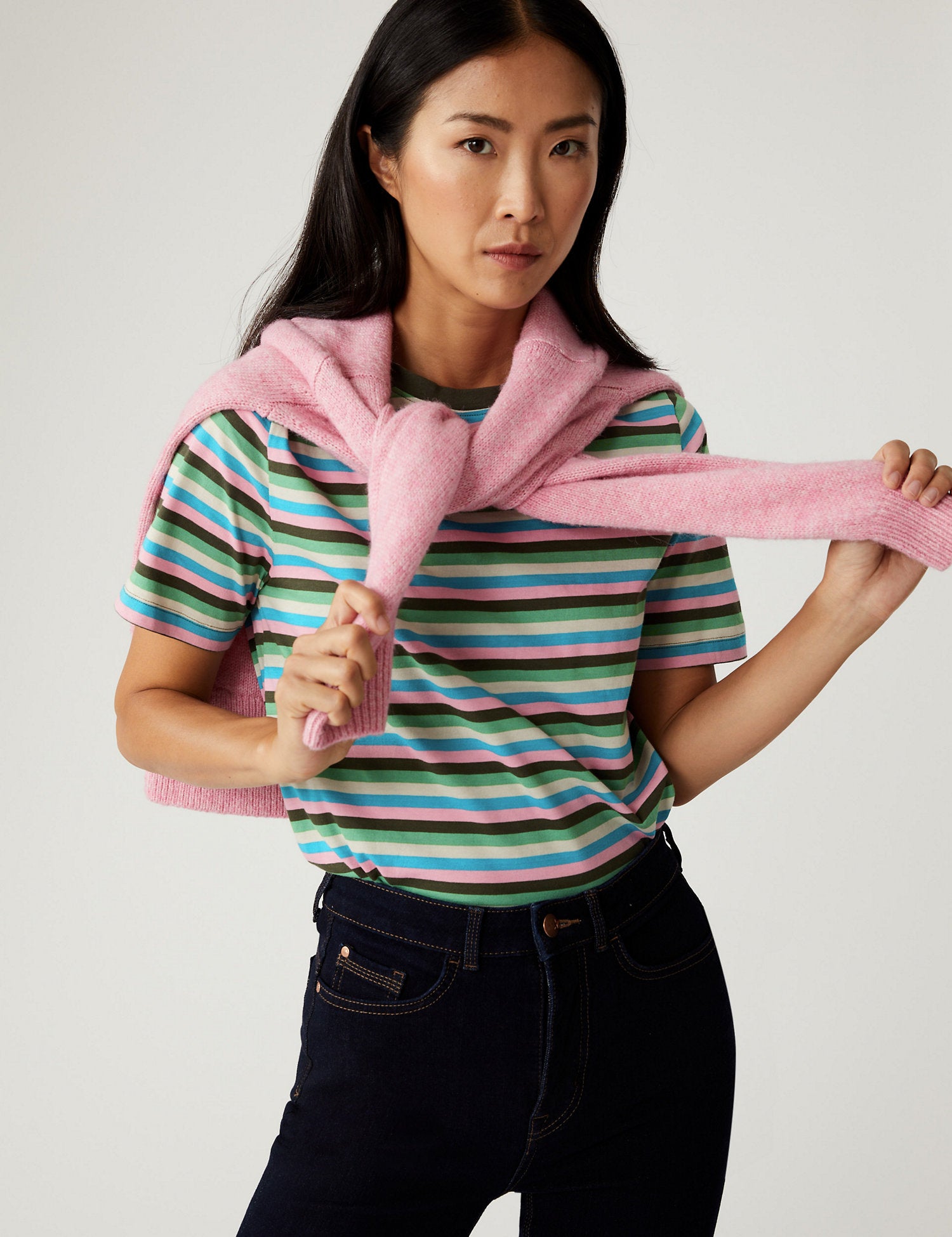 Pure Cotton Striped Straight Fit T-Shirt