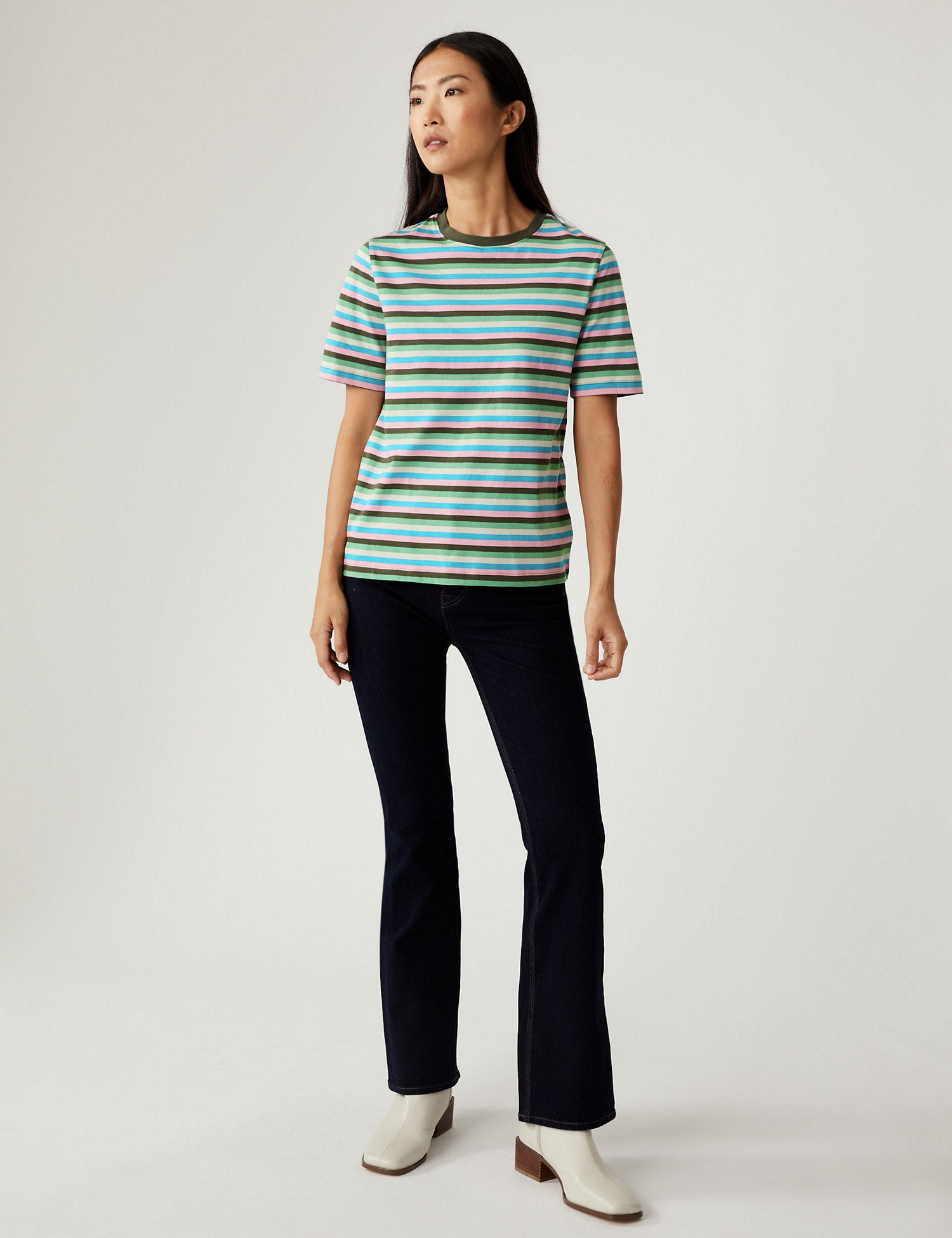 Pure Cotton Striped Straight Fit T-Shirt