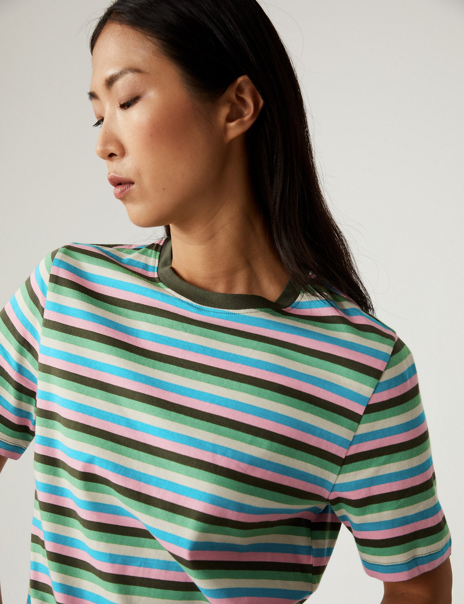Pure Cotton Striped Straight Fit T-Shirt