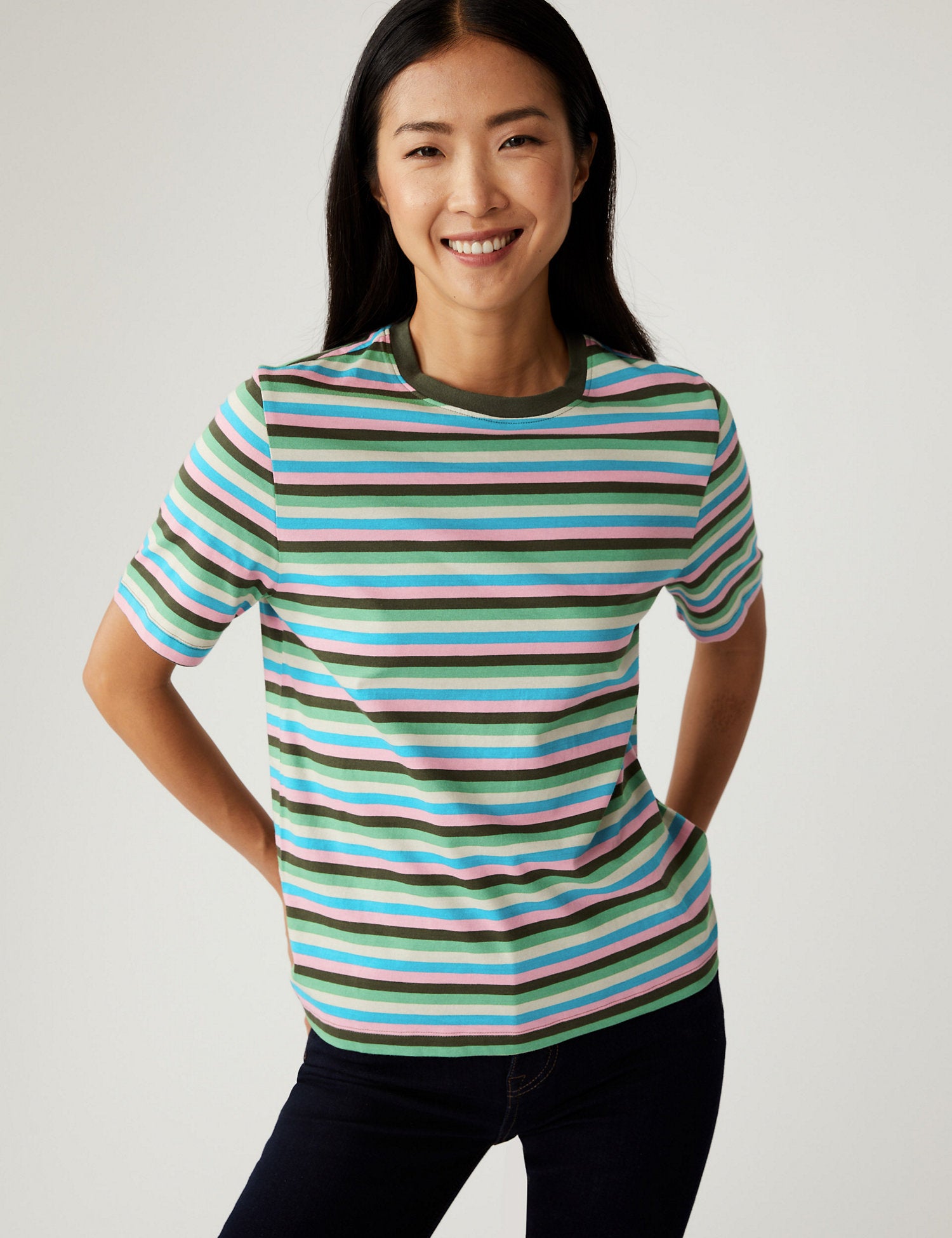Pure Cotton Striped Straight Fit T-Shirt