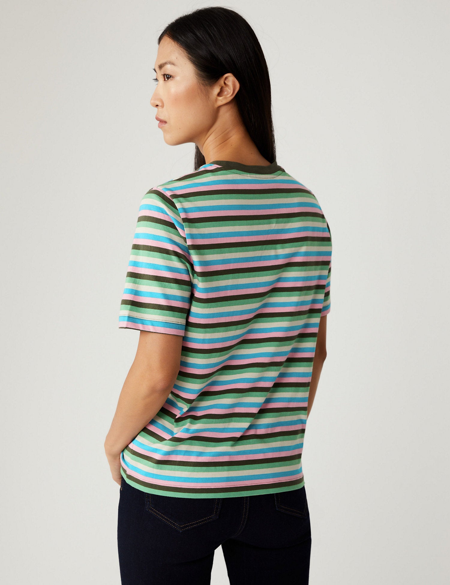 Pure Cotton Striped Straight Fit T-Shirt