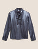Metallic Tie Neck Relaxed Top
